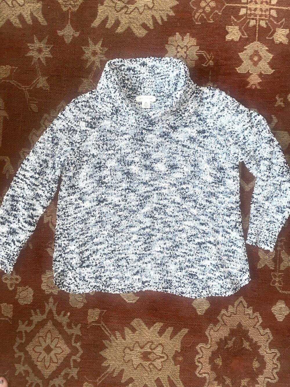 Skye's The Limit Women's XL Cowl Neck Sweater Marled Blue White Soft Knit